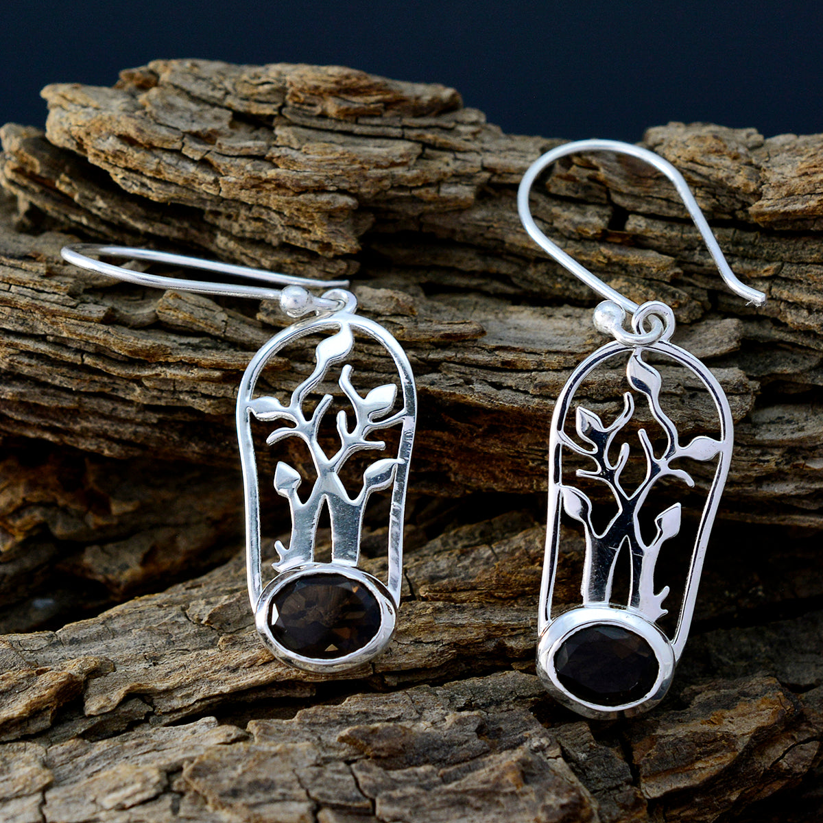 Smoky-Quartz-Australian-Sophia-Solitaire-Dangle-Brown-925-Silver-Earring