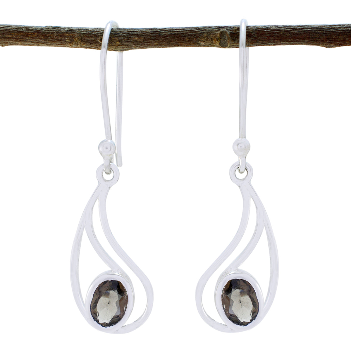 Smoky-Quartz-Spanish-Dayana-Solitaire-Dangle-Brown-925-Silver-Earring Immagine principale del prodotto