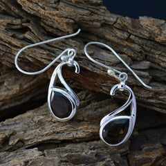 Smoky-Quartz-Latin-American-Elena-Solitaire-Dangle-Brown-925-Sterling-Silver-Earring