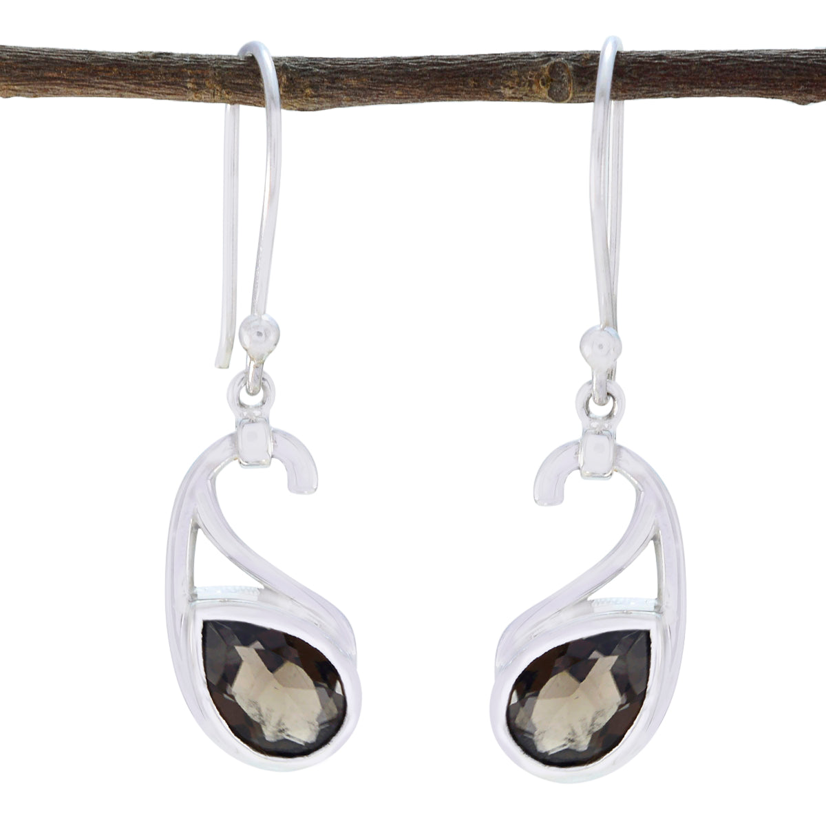 Smoky-Quartz-Latin-American-Elena-Solitaire-Dangle-Brown-925-Sterling-Silver-Earring