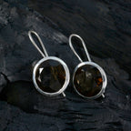 Smoky-Quartz-German-Florencia-Solitaire-Dangle-Brown-Sterling-Silver-Earring
