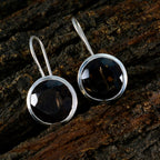 Smoky-Quartz-German-Florencia-Solitaire-Dangle-Brown-Sterling-Silver-Earring
