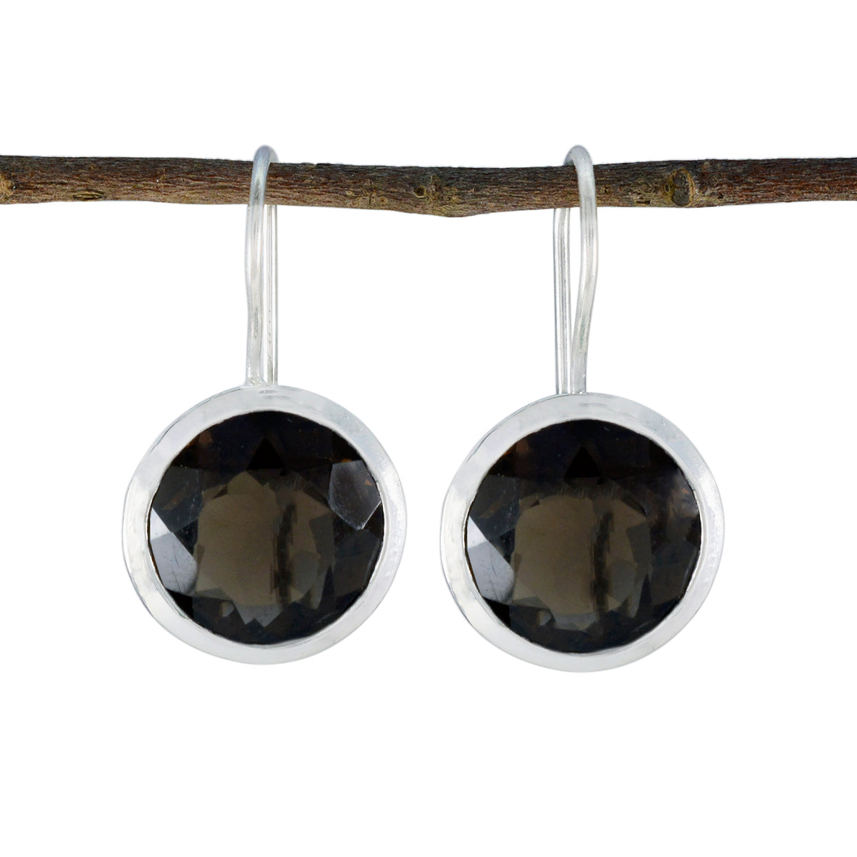 Smoky-Quartz-German-Florencia-Solitaire-Dangle-Brown-Sterling-Silver-Earring
