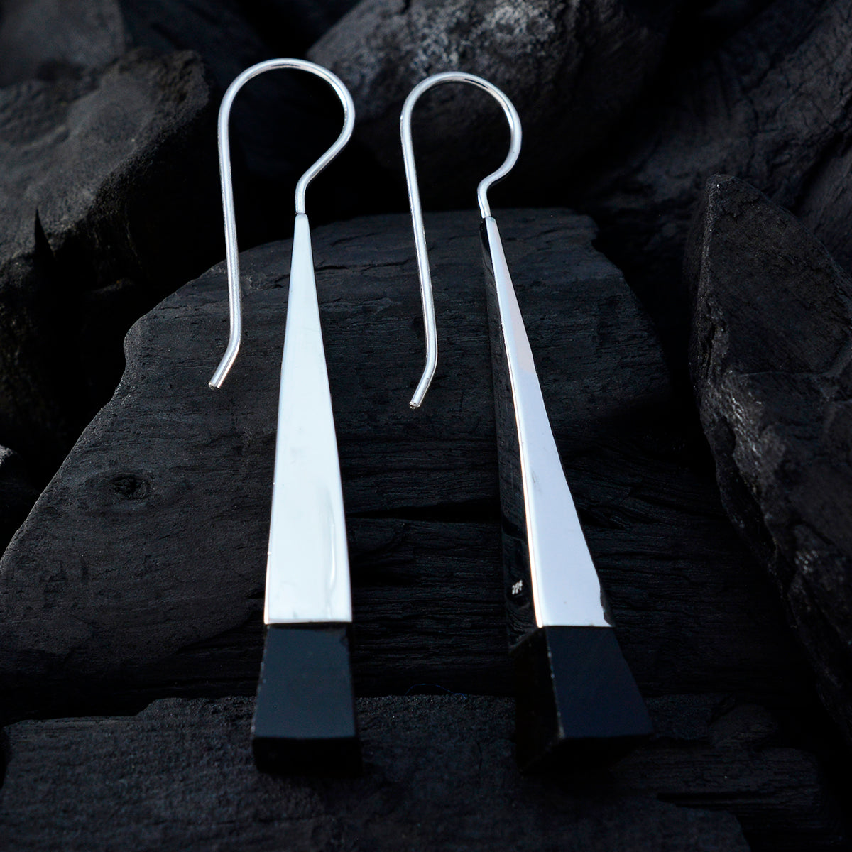 スモーキークォーツ イタリア製 エミ ソリティア ダングル ブラウン 925 シルバー イヤリング サブ画像