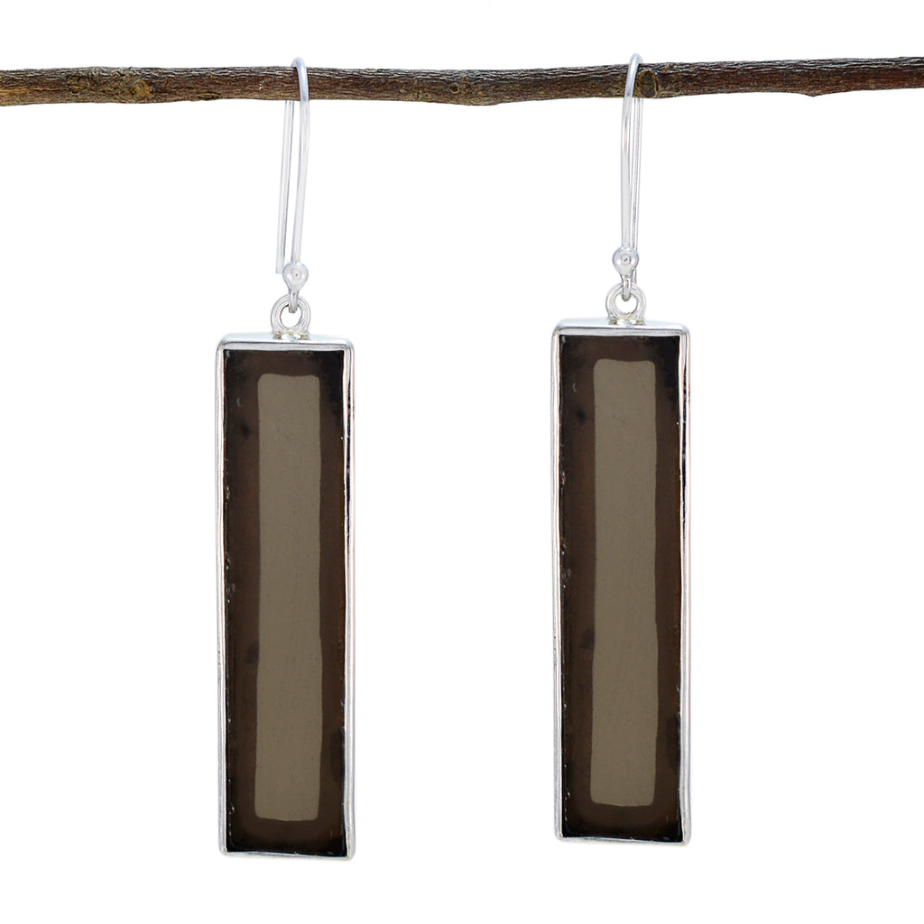 Smoky-Quartz-Russian-Isabella-Solitaire-Dangle-Brown-Silver-Earring