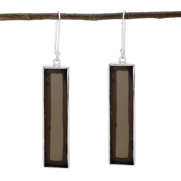Smoky-Quartz-Russian-Isabella-Solitaire-Dangle-Brown-Silver-Earring