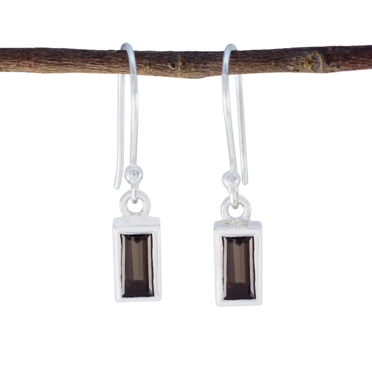 Smoky-Quartz-Mexican-Mia-Solitaire-Dangle-Brown-92.5-Silver-Earring