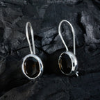 Smoky-Quartz-Moroccan-Isadora-Solitaire-Dangle-Brown-925-Sterling-Silver-Earring