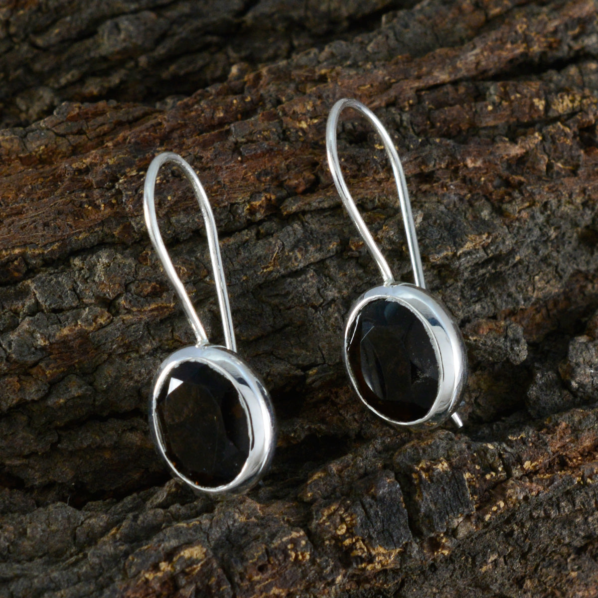 Smoky-Quartz-Moroccan-Isadora-Solitaire-Dangle-Brown-925-Sterling-Silver-Earring