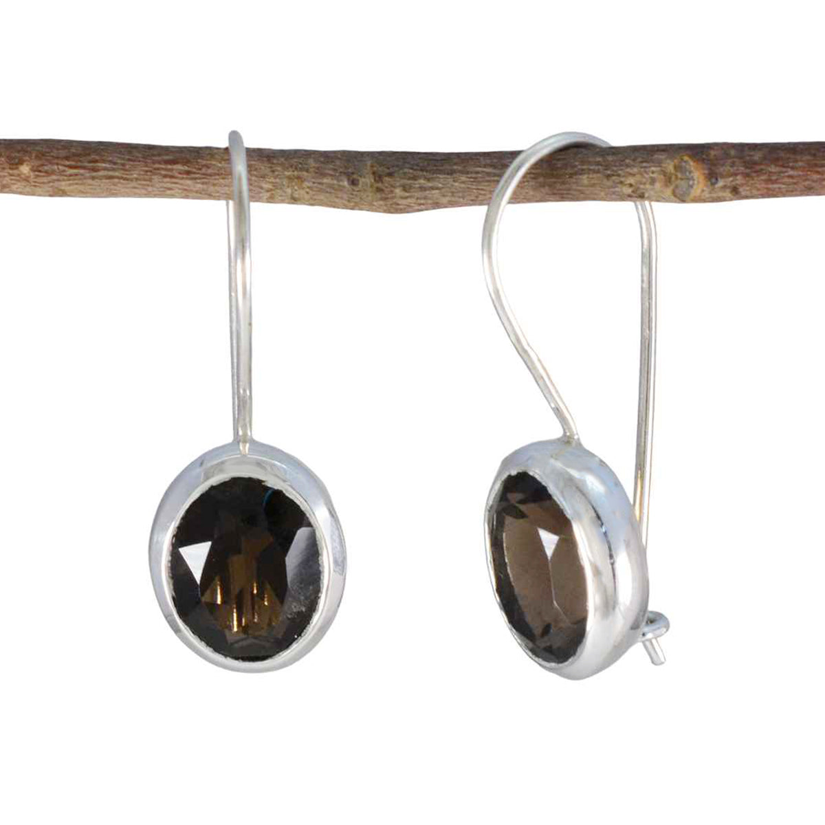 Smoky-Quartz-Moroccan-Isadora-Solitaire-Dangle-Brown-925-Sterling-Silver-Earring Image principale du produit