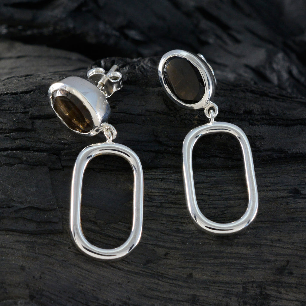 Smoky-Quartz-Egyptian-Ivana-Solitaire-Stud-Brown-Sterling-Silver-Earring