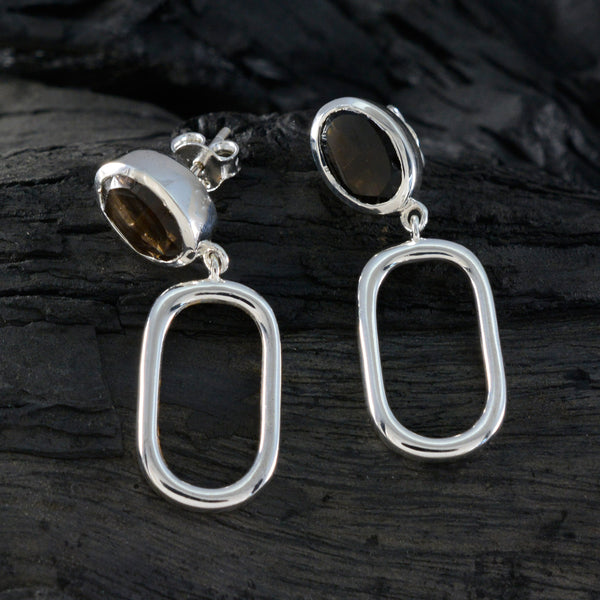 Smoky-Quartz-Egyptian-Ivana-Solitaire-Stud-Brown-Sterling-Silver-Earring