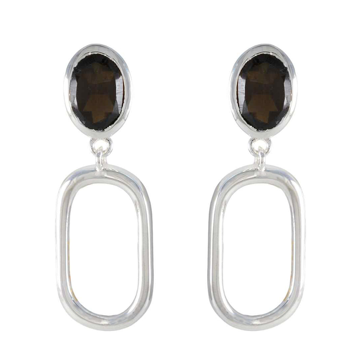 Smoky-Quartz-Egyptian-Ivana-Solitaire-Stud-Brown-Sterling-Silver-Earring Hoofdafbeelding