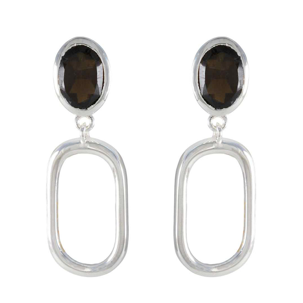 Smoky-Quartz-Egyptian-Ivana-Solitaire-Stud-Brown-Sterling-Silver-Earring