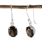 Smoky-Quartz-American-Joaquina-Solitaire-Dangle-Brown-925-Sterling-Silver-Earring