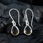 Smoky-Quartz-African-Haruka-Solitaire-Dangle-Brown-Silver-Earring