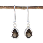 Smoky-Quartz-African-Haruka-Solitaire-Dangle-Brown-Silver-Earring