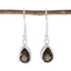 Smoky-Quartz-African-Haruka-Solitaire-Dangle-Brown-Silver-Earring