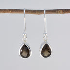 Smoky-Quartz-African-Haruka-Solitaire-Dangle-Brown-Silver-Earring