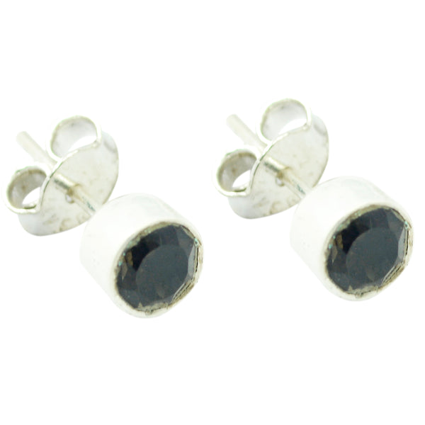 Smoky-Quartz-Japanese-Soo-jin-Solitaire-Stud-Brown-Silver-Earring