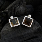 Smoky-Quartz-Japanese-Julieta-Solitaire-Stud-Brown-925-Silver-Earring