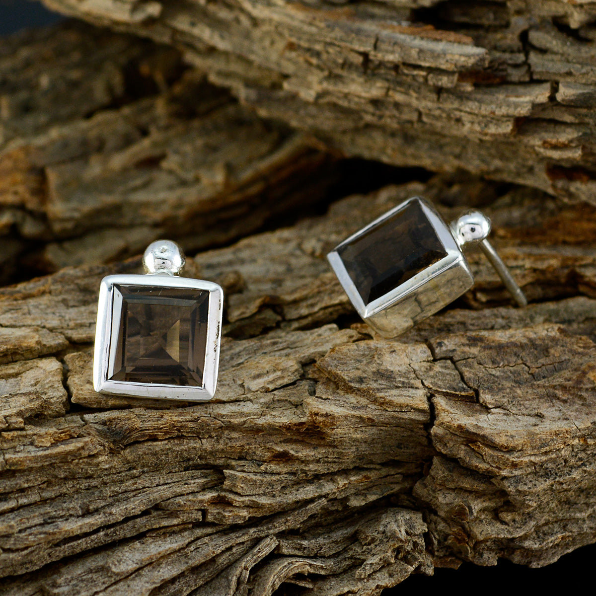 Smoky-Quartz-Japanese-Julieta-Solitaire-Stud-Brown-925-Silver-Earring