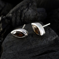 Smoky-Quartz-Italian-Lorena-Solitaire-Stud-Brown-Silver-Earring