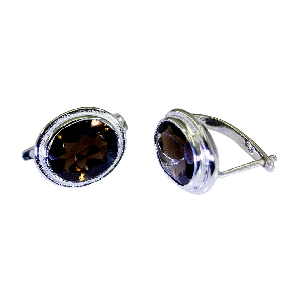 Smoky-Quartz-Russian-Andrea-Solitaire-Stud-Brown-92.5-Silver-Earring