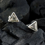 Smoky-Quartz-Middle-Eastern-Lourdes-Solitaire-Stud-Brown-Silver-Earring