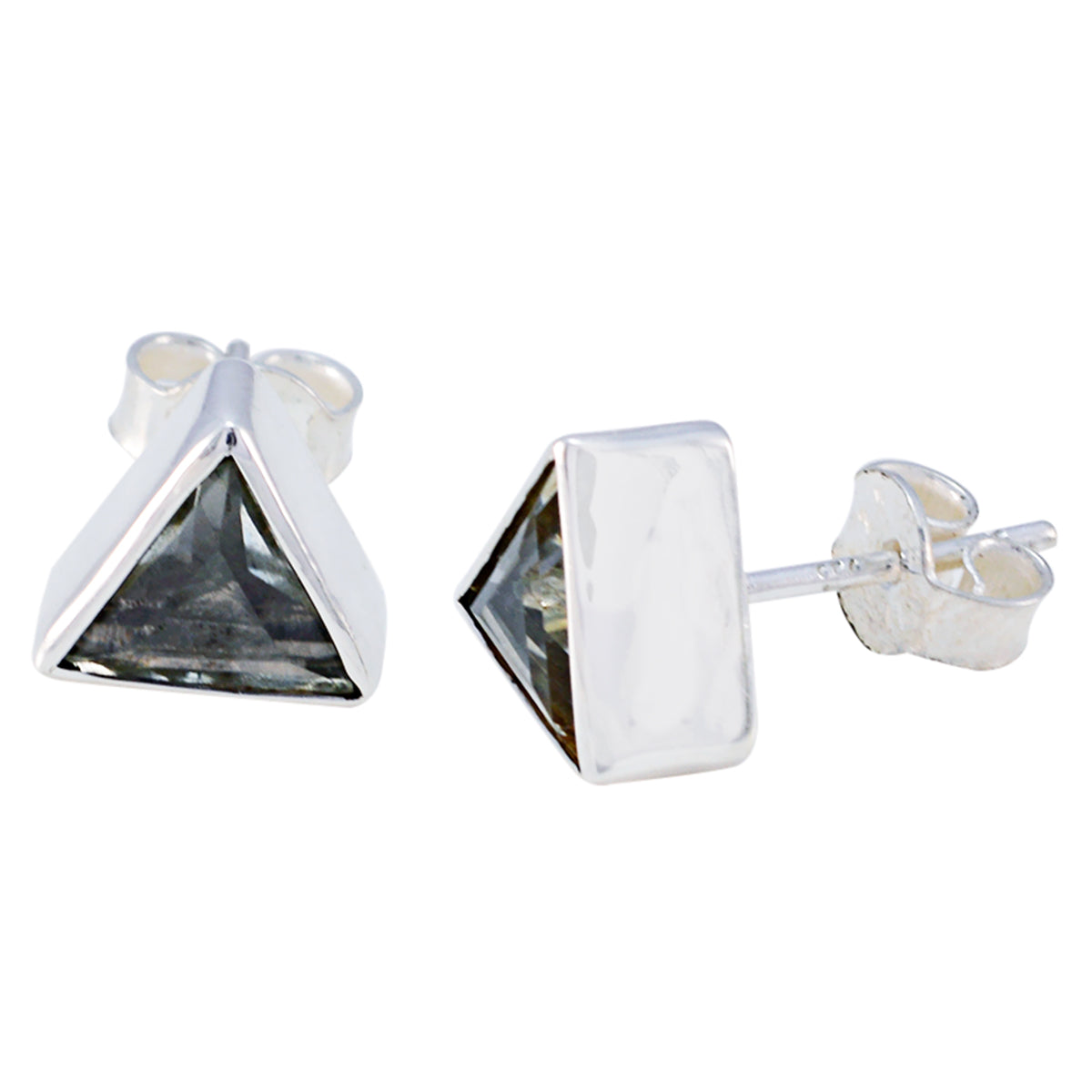 Smoky-Quartz-Middle-Eastern-Lourdes-Solitaire-Stud-Brown-Silver-Earring