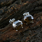 Smoky-Quartz-Mexican-Lucia-Solitaire-Stud-Brown-925-Sterling-Silver-Earring