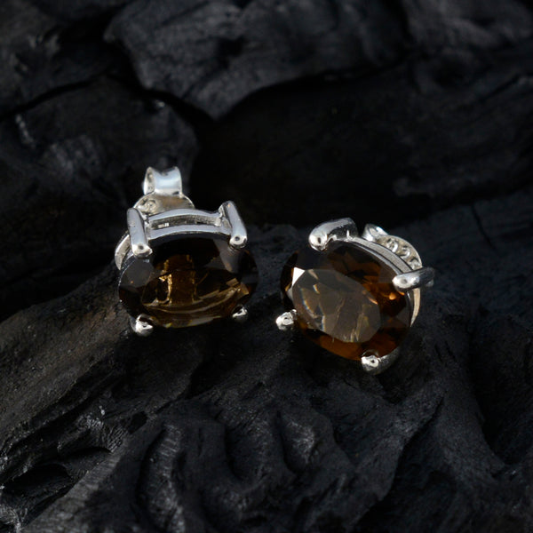 Smoky-Quartz-Japanese-Camila-Solitaire-Stud-Brown-Sterling-Silver-Earring