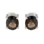 Smoky-Quartz-Japanese-Camila-Solitaire-Stud-Brown-Sterling-Silver-Earring