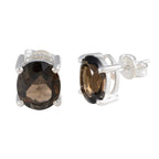 Smoky-Quartz-Japanese-Camila-Solitaire-Stud-Brown-Sterling-Silver-Earring