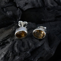 Smoky-Quartz-Egyptian-Camila-Solitaire-Stud-Brown-925-Silver-Earring