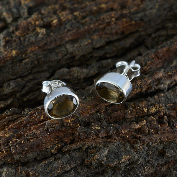 Smoky-Quartz-Egyptian-Camila-Solitaire-Stud-Brown-925-Silver-Earring