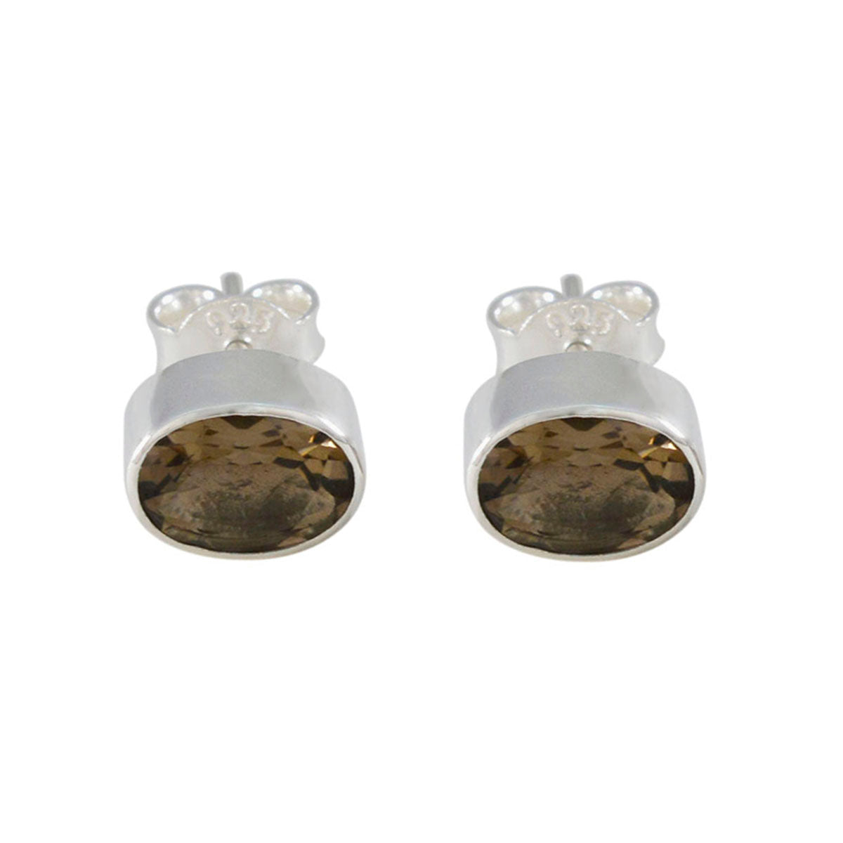 Smoky-Quartz-Egyptian-Camila-Solitaire-Stud-Brown-925-Silver-Earring Hoofdafbeelding