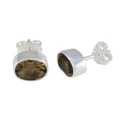 Smoky-Quartz-Egyptian-Camila-Solitaire-Stud-Brown-925-Silver-Earring