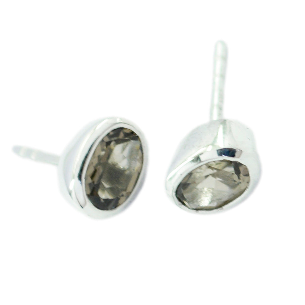 Smoky-Quartz-Latin-American-Mariana-Solitaire-Stud-Brown-Silver-Earring