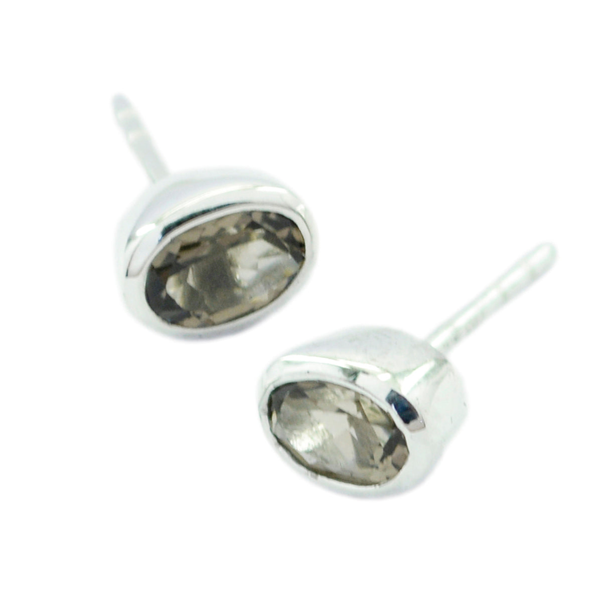 Smoky-Quartz-Latin-American-Mariana-Solitaire-Stud-Brown-Silver-Earring