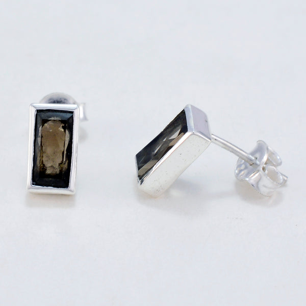 Smoky-Quartz-Australian-Joaquina-Solitaire-Stud-Brown-Silver-Earring