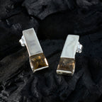 Smoky-Quartz-Egyptian-Mathilde-Solitaire-Stud-Brown-925-Sterling-Silver-Earring