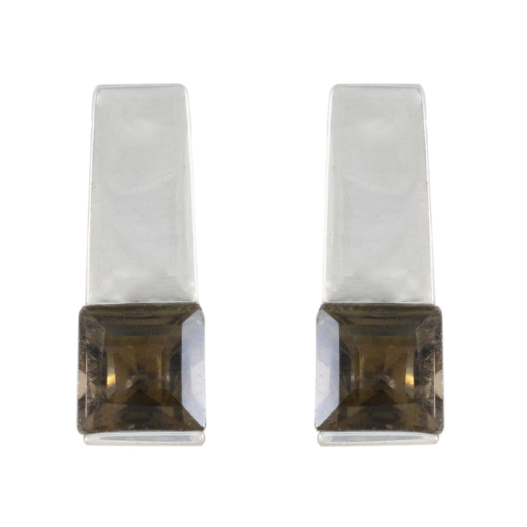 Smoky-Quartz-Egyptian-Mathilde-Solitaire-Stud-Brown-925-Sterling-Silver-Earring