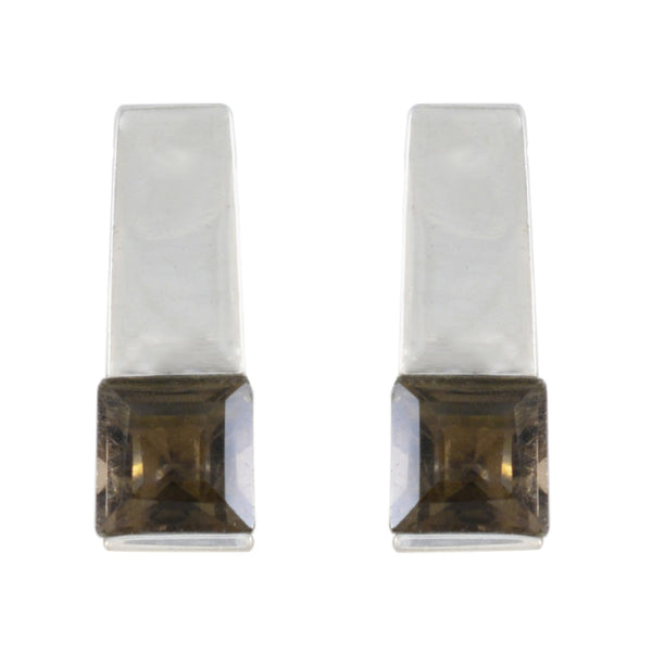 Smoky-Quartz-Egyptian-Mathilde-Solitaire-Stud-Brown-925-Sterling-Silver-Earring