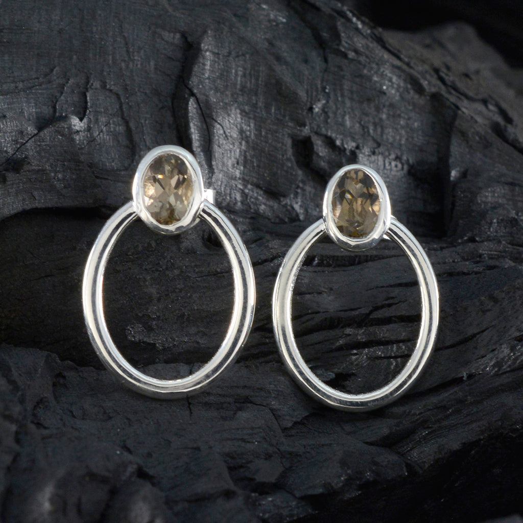 Smoky-Quartz-American-Sophia-Solitaire-Stud-Brown-Sterling-Silver-Earring