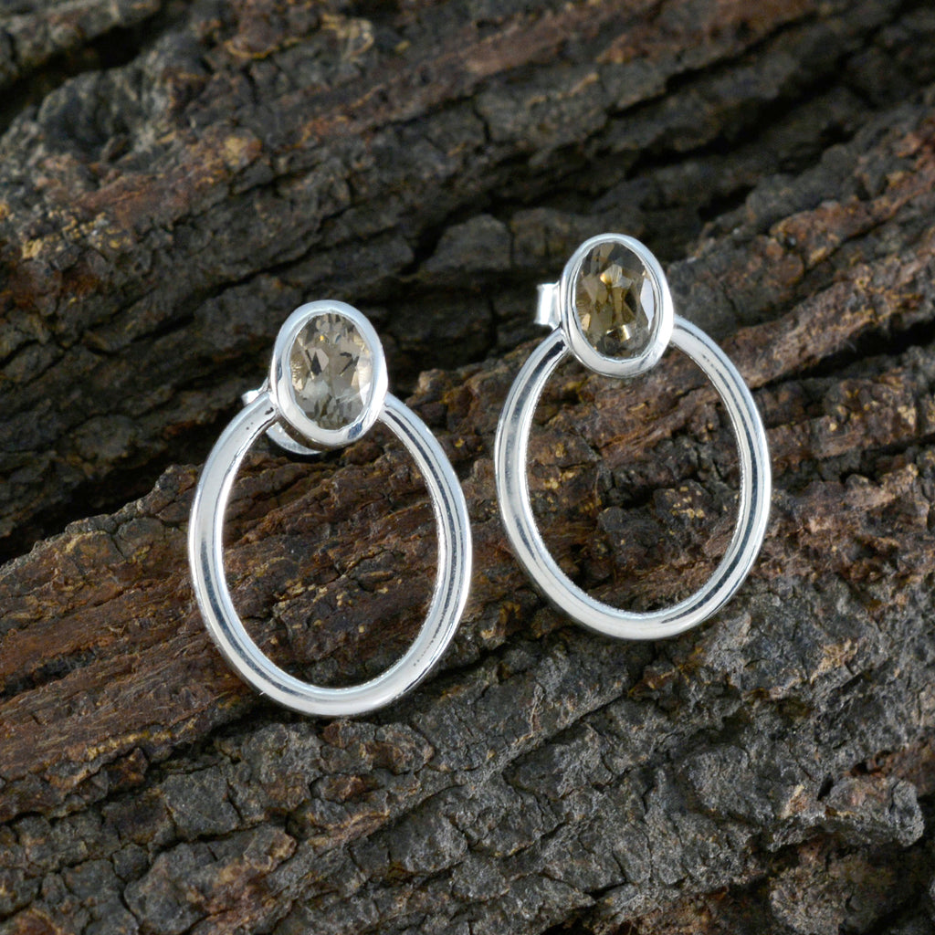 Smoky-Quartz-American-Sophia-Solitaire-Stud-Brown-Sterling-Silver-Earring