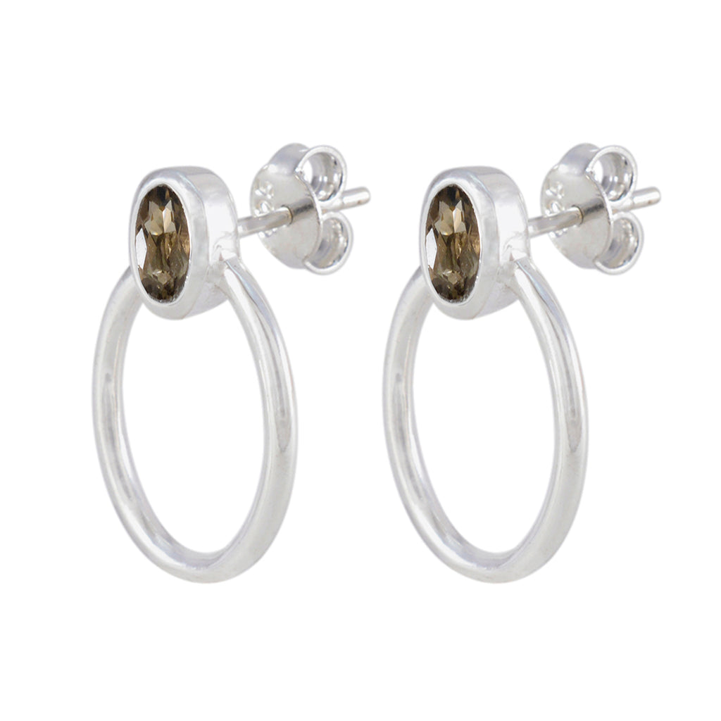 Smoky-Quartz-American-Sophia-Solitaire-Stud-Brown-Sterling-Silver-Earring