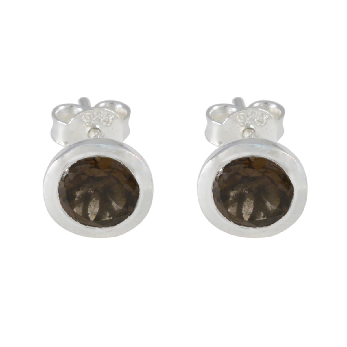 Smoky-Quartz-German-Ayaka-Solitaire-Stud-Brown-925-Silver-Earring Главное изображение товара