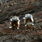 Smoky-Quartz-Latin-American-Antonia-Solitaire-Stud-Brown-Silver-Earring