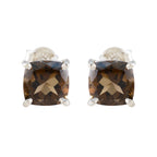 Smoky-Quartz-Latin-American-Antonia-Solitaire-Stud-Brown-Silver-Earring